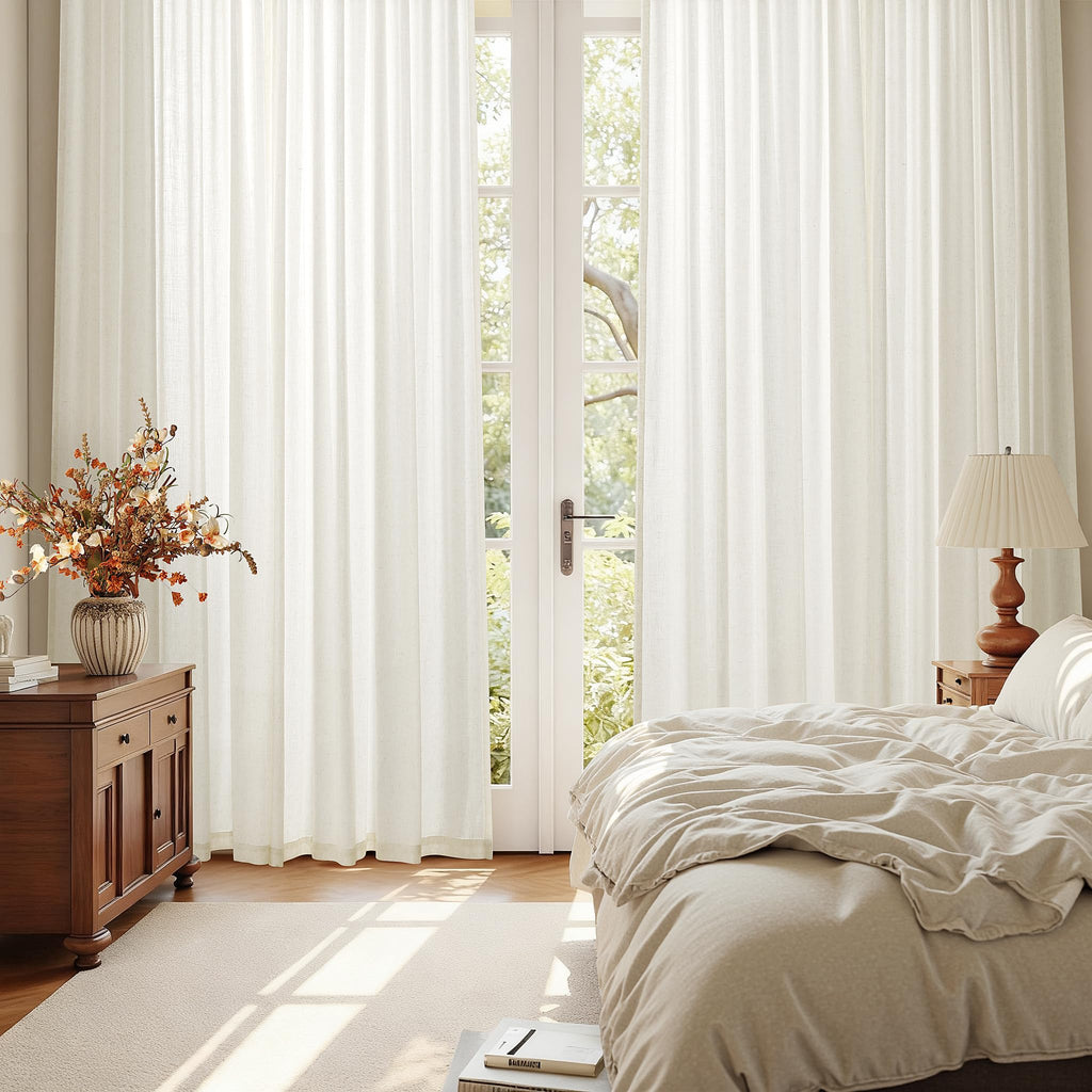 Extra Wide Linen Curtain 102 Inches Long Natural