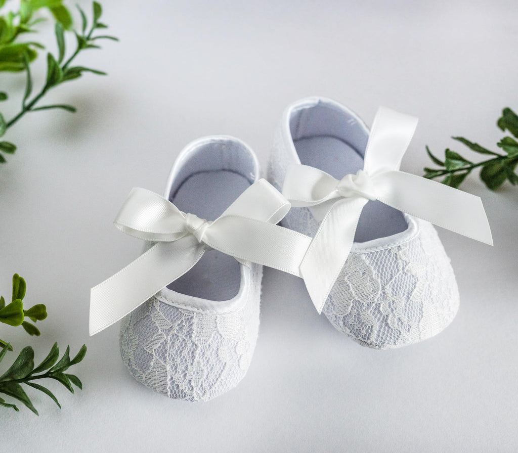 Moments Girls Lace Baptism Shoes & Headband, Light Ivory, Size 1