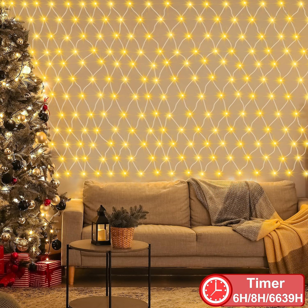 Dual Color Changing Net Lights 20x6.6ft Christmas Lights with Remote Timer