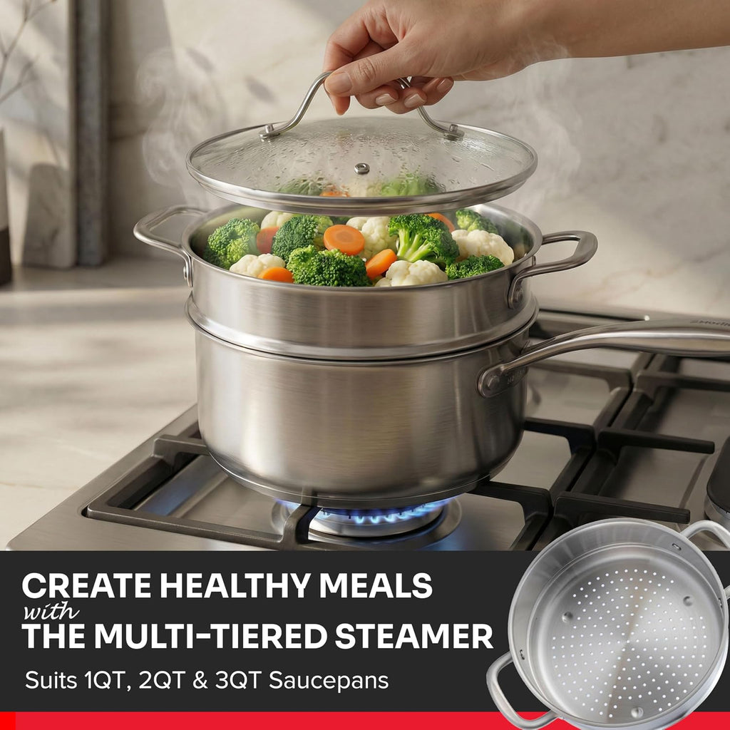 17-Piece Stainless Steel Pots and Pans Set, Tri-Ply Ultra-Clad Pro | Cookware Set, Induction Ready, Oven Safe