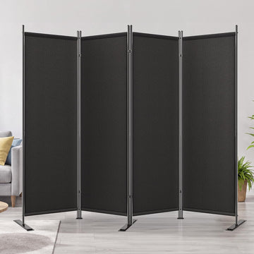 4 Panel Room Divider 6FT Tall Folding Privacy Screen, Black