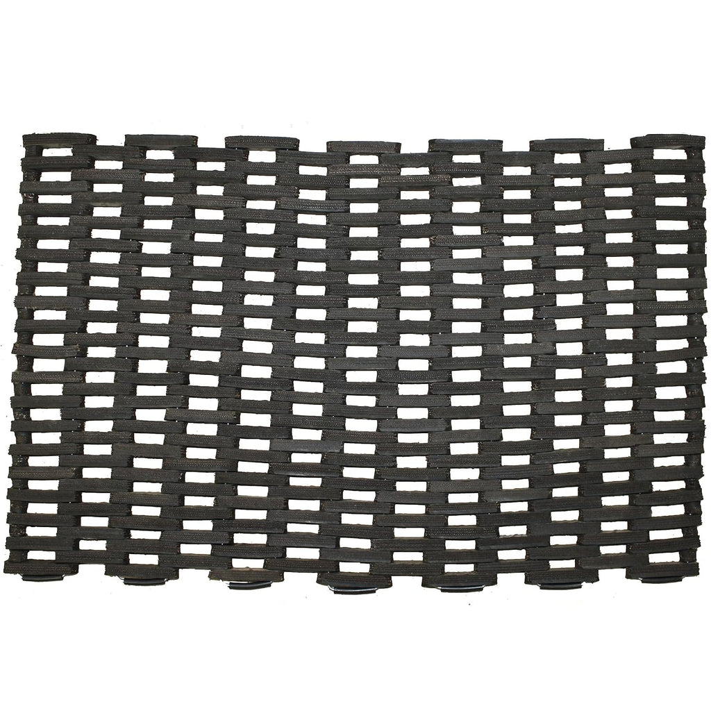 Durite Outdoor Entrance Mat, Recycled Rubber Tire-Link Doormat, Heavy Duty Straight Weave Drainage Mat, Black, 17" x
