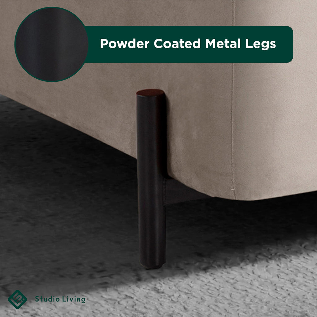 Connor 31.1" Large Storage Ottoman, Modern Boho, Matte Black Metal Legs, Velvet Fabric, Taupe