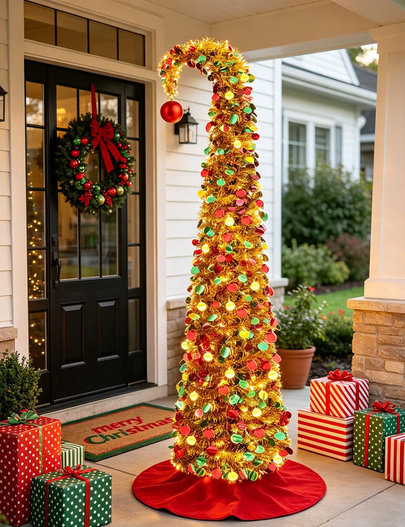 6 FT Pop Up Curved with Lights & Ball for Christmas Decor