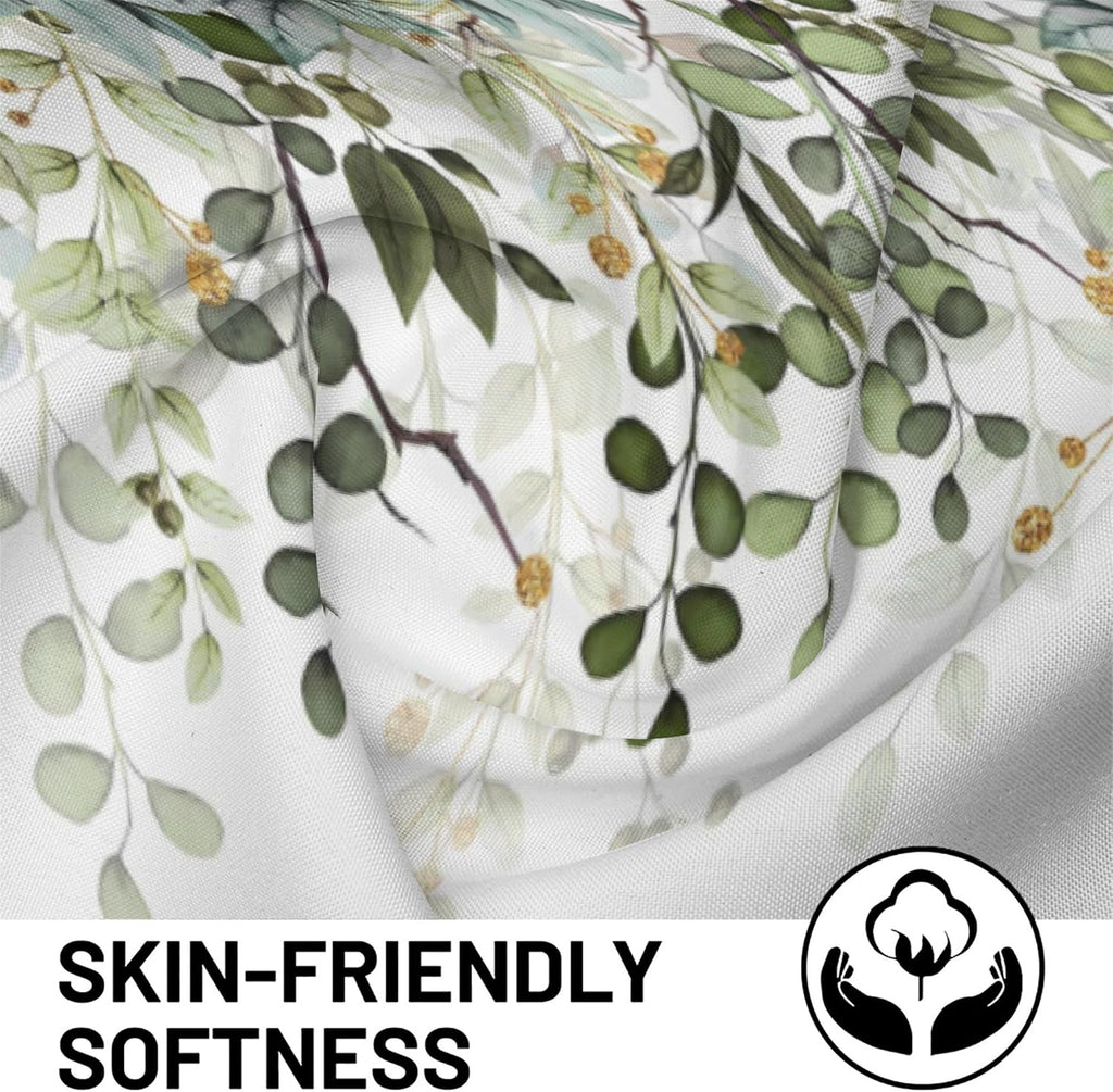 Sage Green Eucalyptus Leaves Curtain Valance for Windows Watercolor Window Treatments 1 Panel Short Curtains for