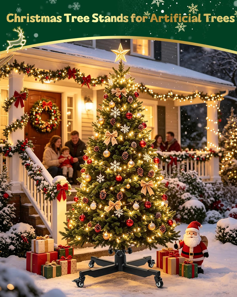 Rolling Christmas Tree Stand Base for Up to 7.5 FT Artificial Trees