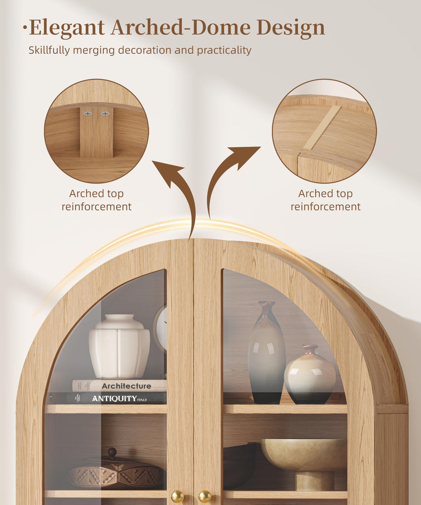 Arched Bathroom Wall Cabinet with Glass Doors, Modern Medicine Cabinet