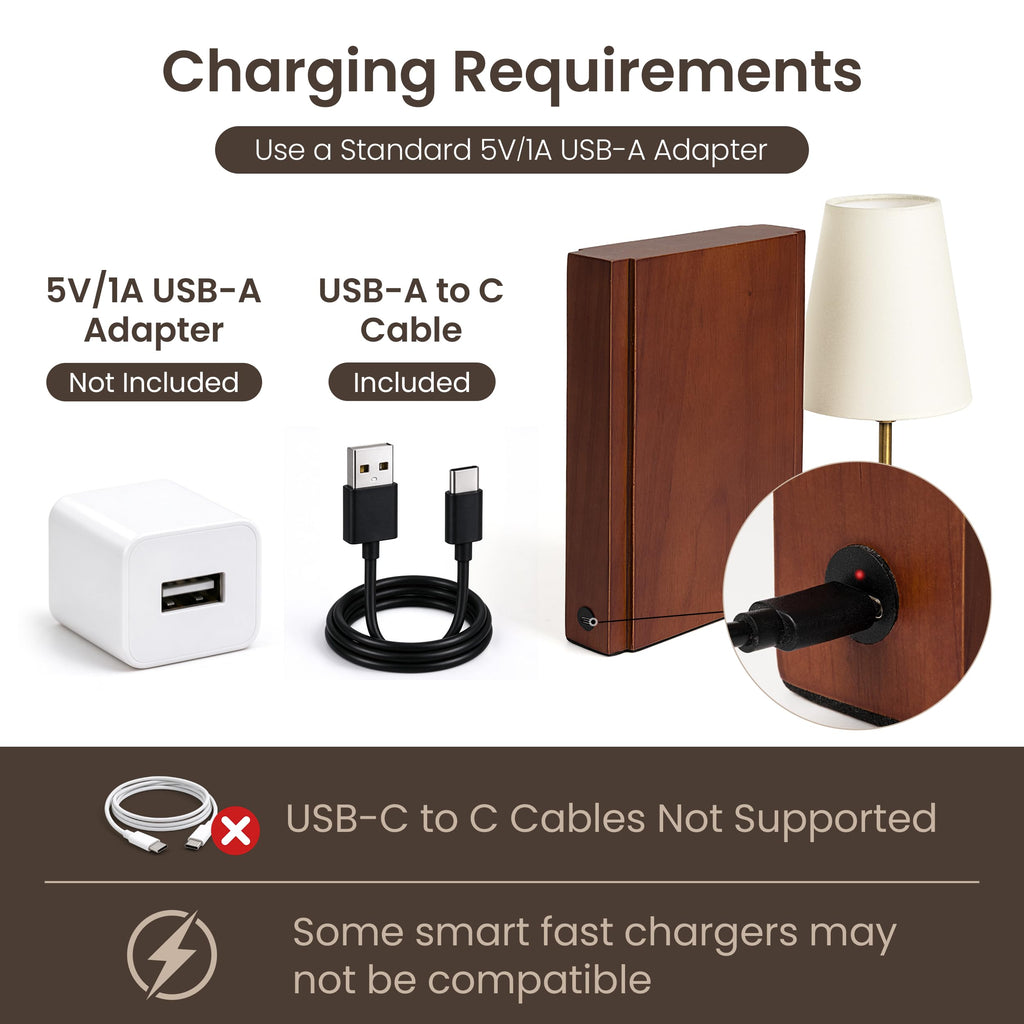 Solid Wood Bookshelf Lamp with Bulb, Cordless Rechargeable Touch Dimmable Table Lamp with Linen Fabric Shade, Modern