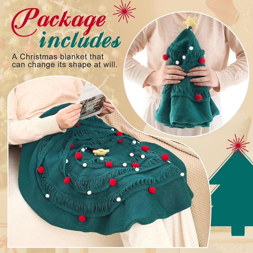 31" Christmas Tree Blanket Crochet Lap Throw Tree Shaped