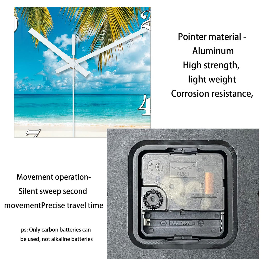 Large Beach Wall Clock Battery Operated 24 Inch Silent