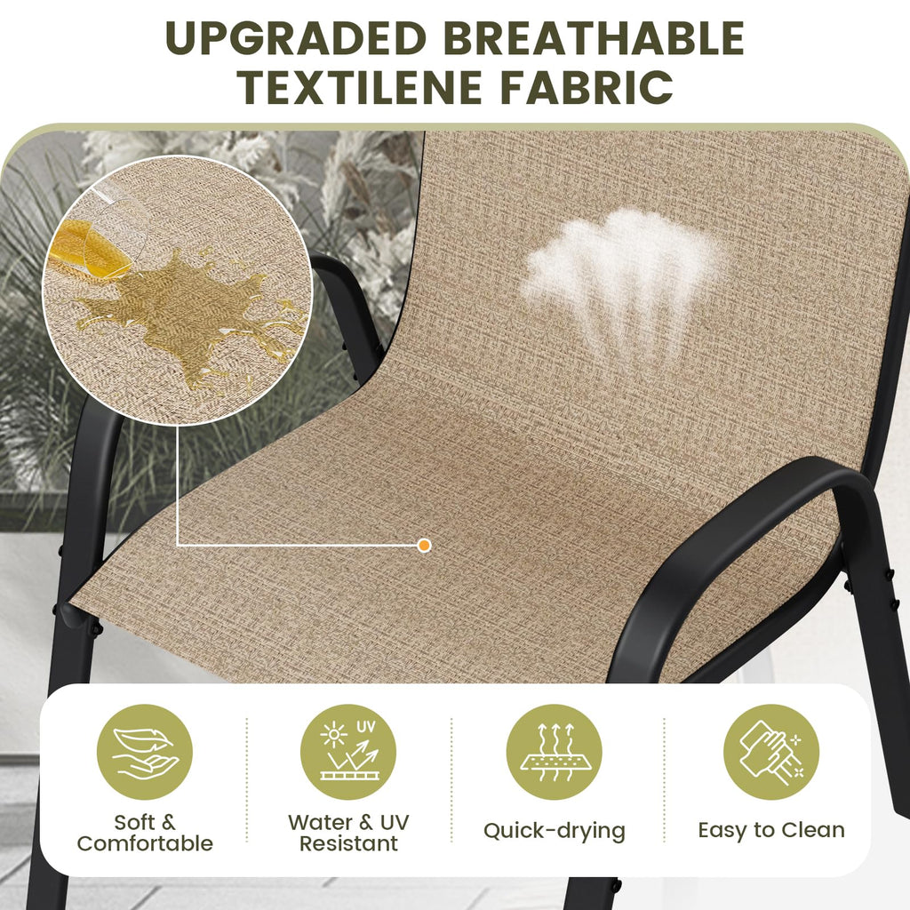 Patio Chairs Set of 6, Stackable Outdoor Dining Chairs with High Back, Breathable Textilene Fabric Outdoor Chair All