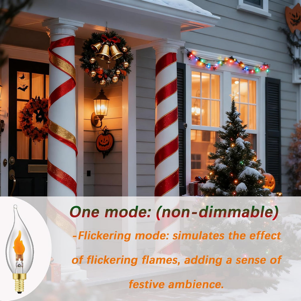 E12 Flickering Flame LED Bulbs, Flicker Candelabra Flame Effect Light Bulb