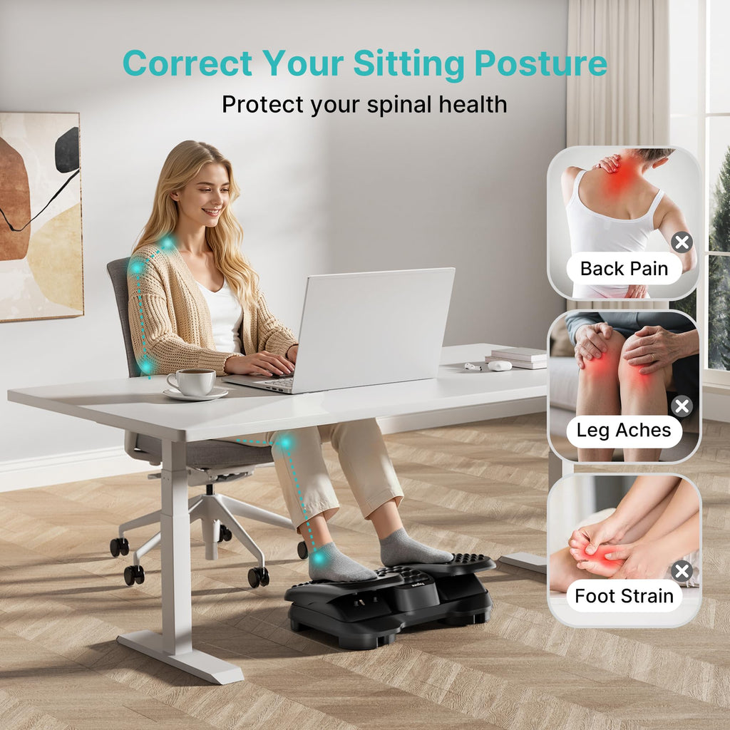 Under Desk Foot Rest with Massage Texture and Roller, 2 Heights