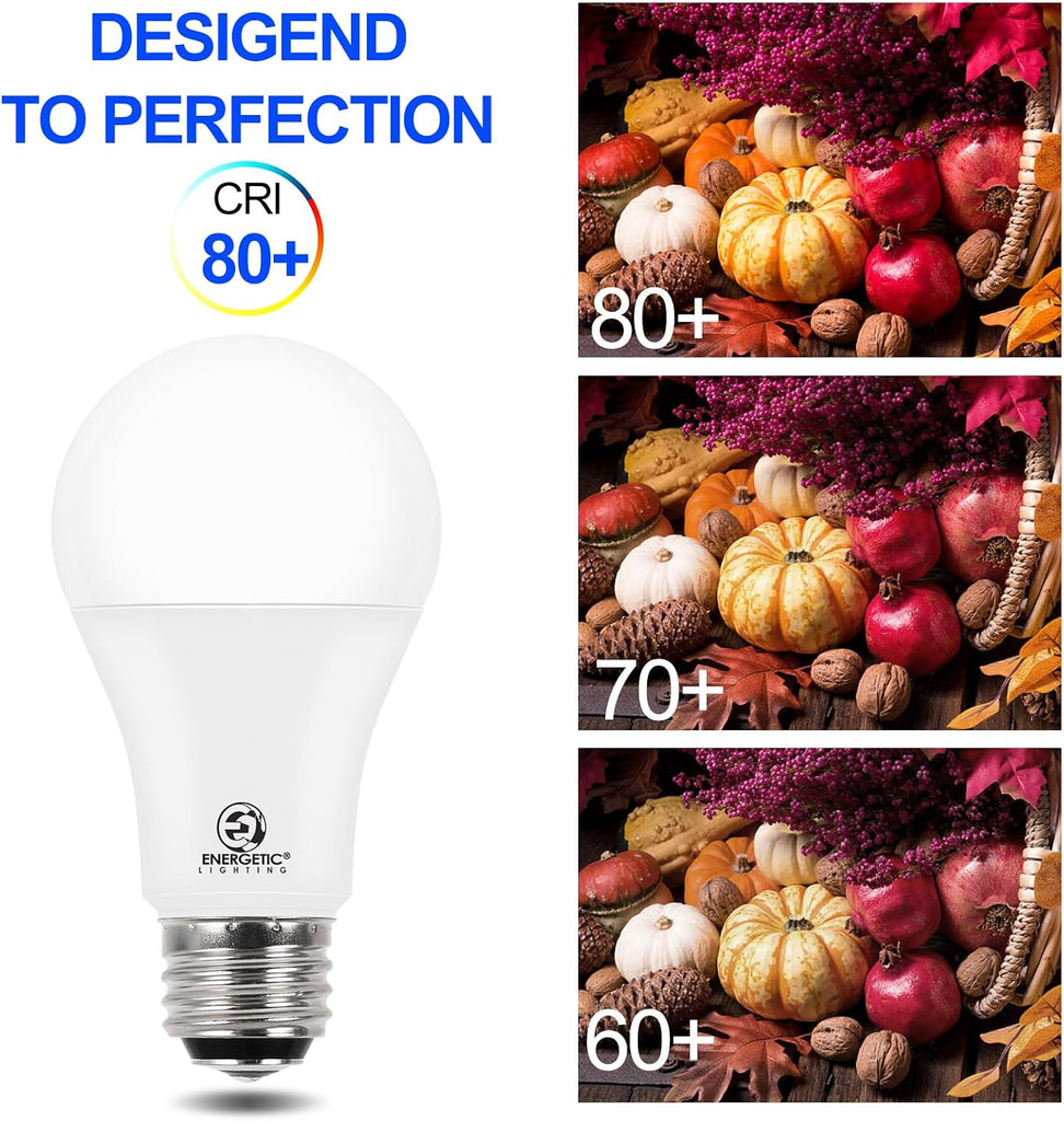 Energetic 3 Way LED Light Bulbs 2 Pack, A19 40 75 100W Daylight White 5000K
