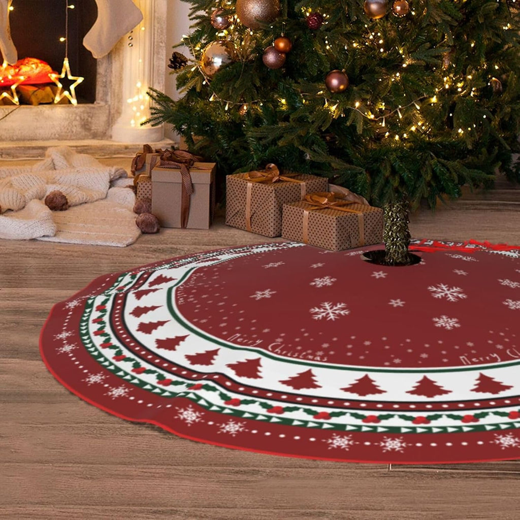 Christmas Tree Skirt 48 Inch Red Traditional Christmas Tree Decorations