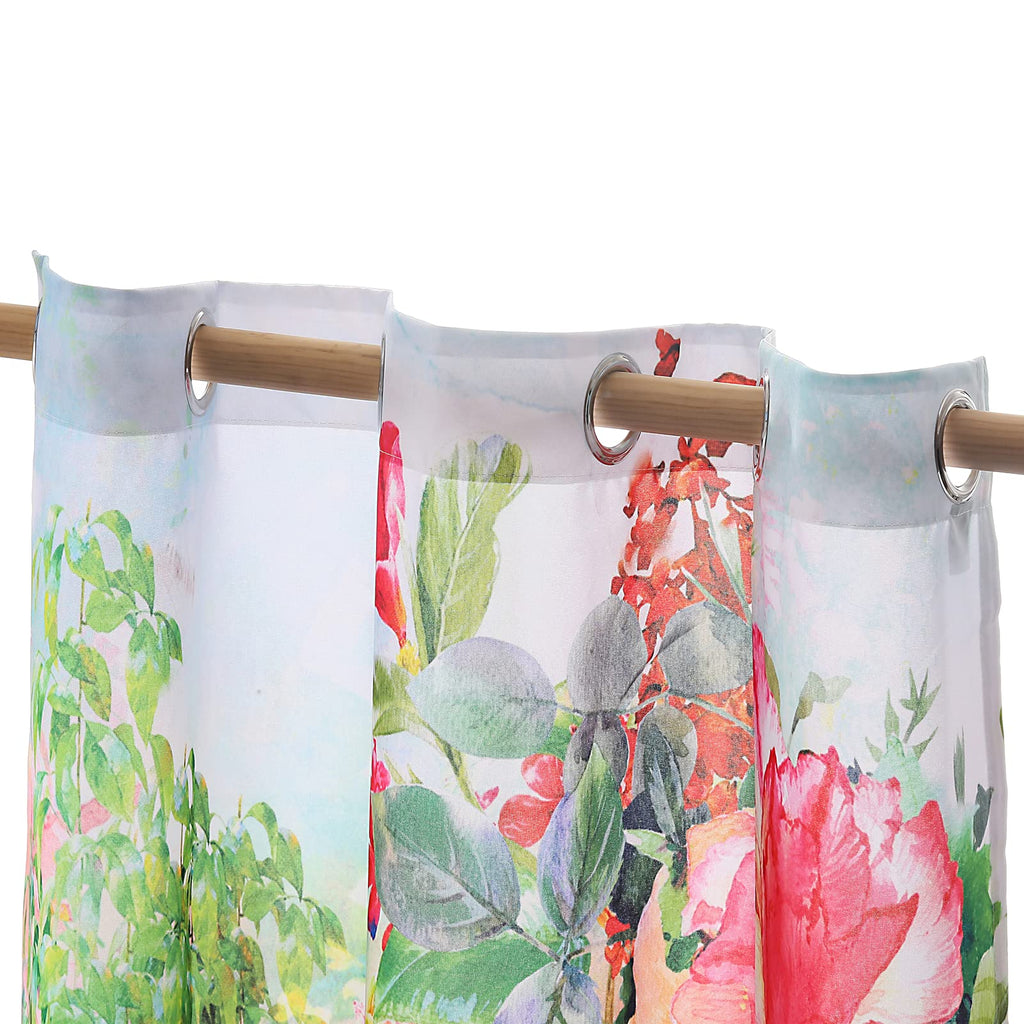 Outdoor Curtains Waterproof Grommet Top Light Filtering Drapes Abstract Watercolor Painting Flower Print Pattern