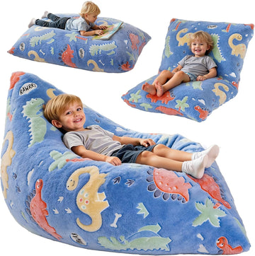 Kids Bean Bag Chair Bed, 3 in 1 Memory Foam Filled Bean Bag Sofa with Removable Cover for Playroom Daycare Bedroom