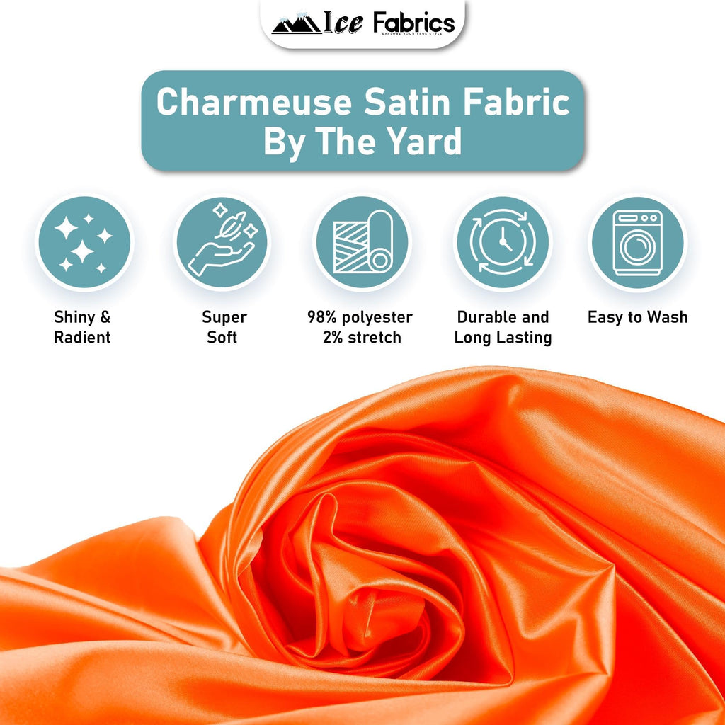 Charmeuse Satin Fabric by The Yard - 58/60" Wide Premium Silky and Smooth Charmeuse Fabric by The Yard for Sewing