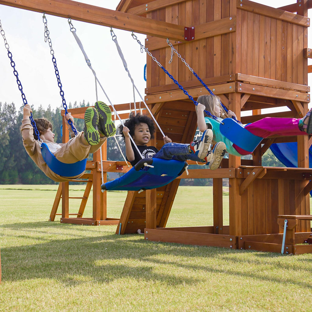 Playground Wooden Swing Sets for Backyard with Playhouse Monkey Bar