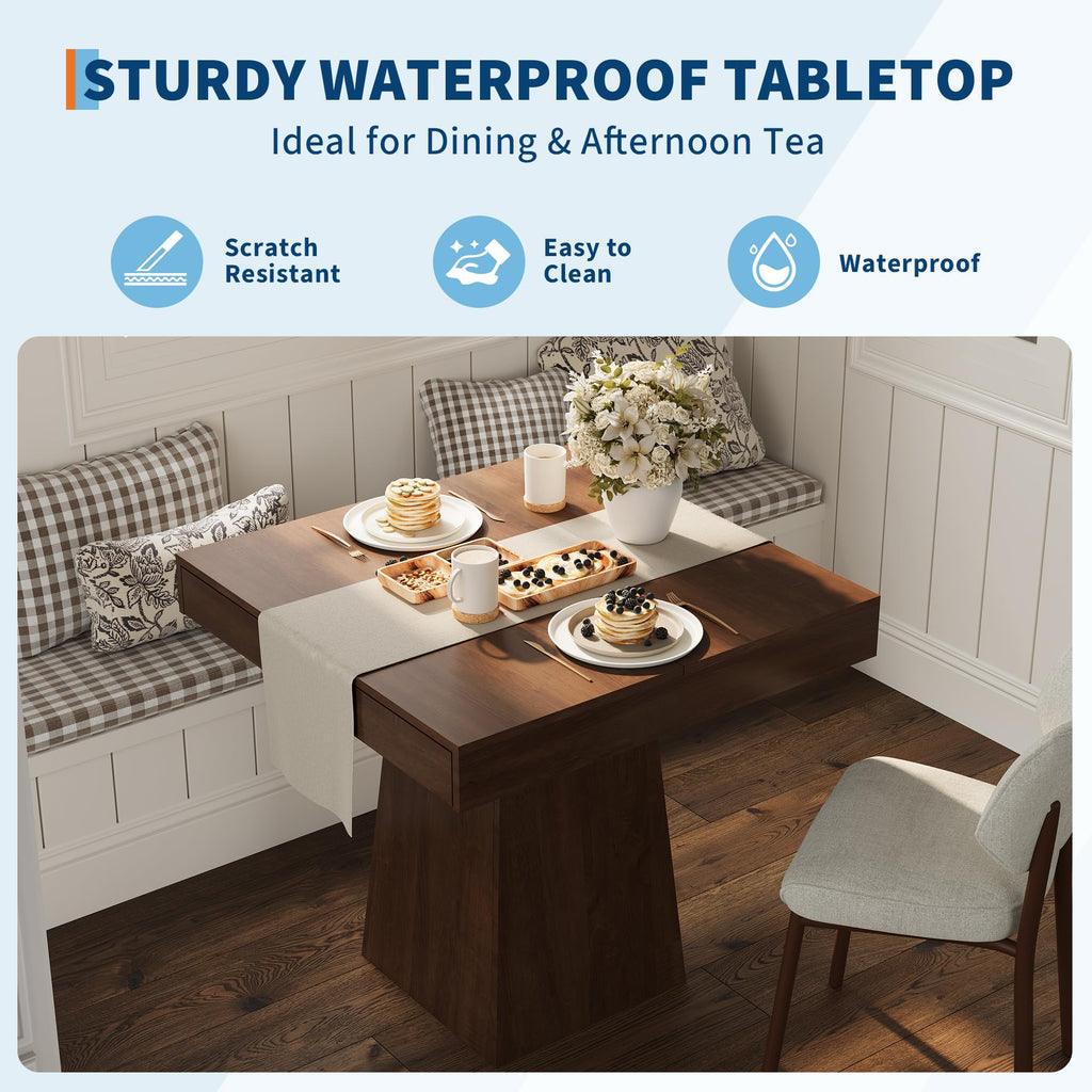Small Dining Table with Drawers, 31.5 Inch Farmhouse Kitchen Table