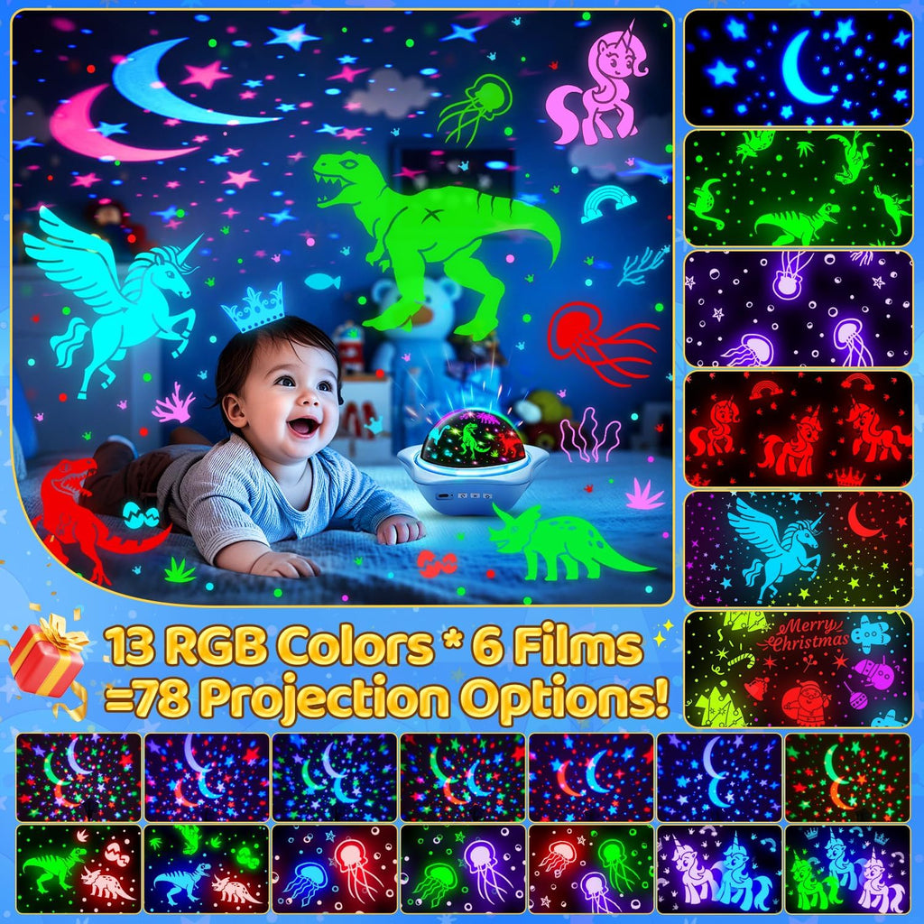 Night Light for Kids Sensory Toys, 6 Films Star Projector Light