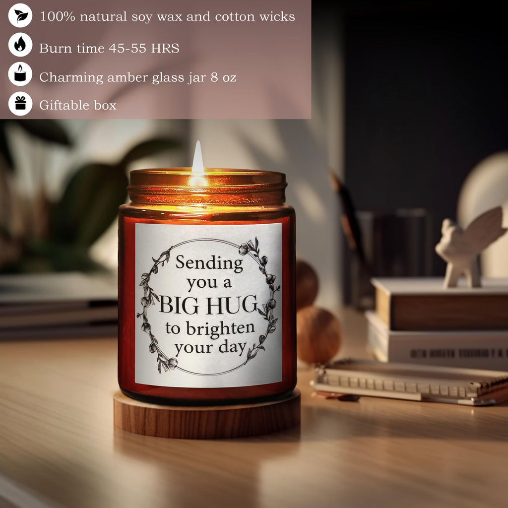 Relaxing Gifts for Women - Sending You a Big Hug Candle for Bestie Sister Mom Girlfriend - Sympathy Get Well Soon