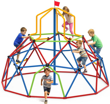 10FT Climbing Dome with Tower, Outdoor 10FT Geometric Dome Climber Tower for Kids 3-10 Supporting 1200 lbs, Easy