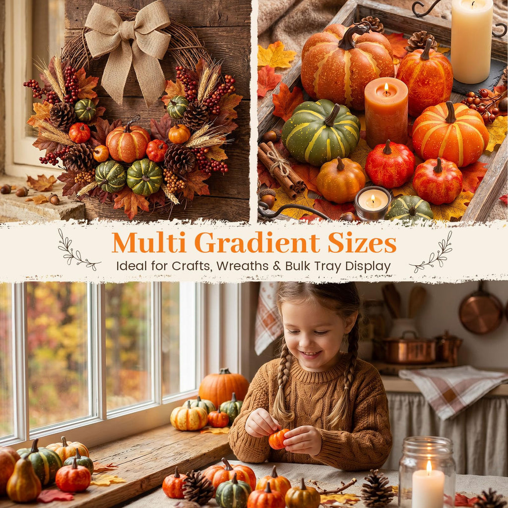 38 PCS Fake Pumpkin Set, 8 PCS Pumpkins for Decorating, Fall Table