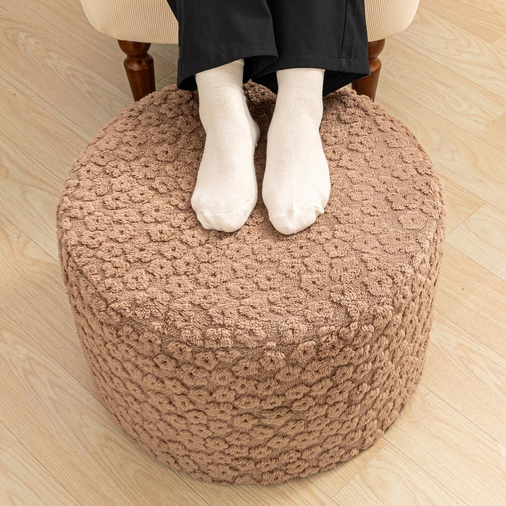 Round Pouf Ottoman Footstool 20x14In Ottoman Footrest for Couch Sofa Coffee