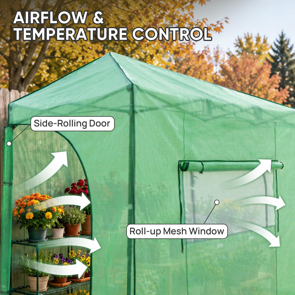 10x5 Easy Setup Pop Up Greenhouse, Lean-To Design, Clear/Green