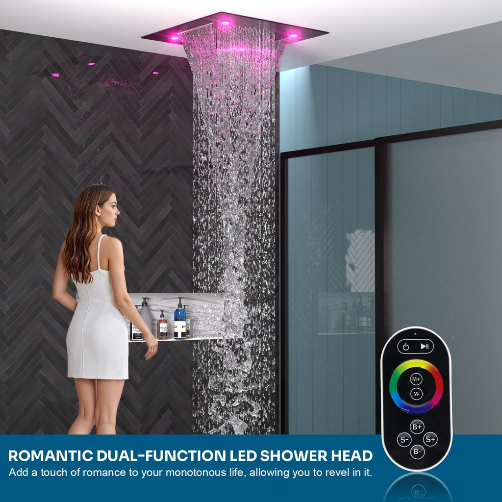 20 Inch LED Shower Head - High Flow Rainfall Showerhead - Waterfall Full Body Coverage, Universal