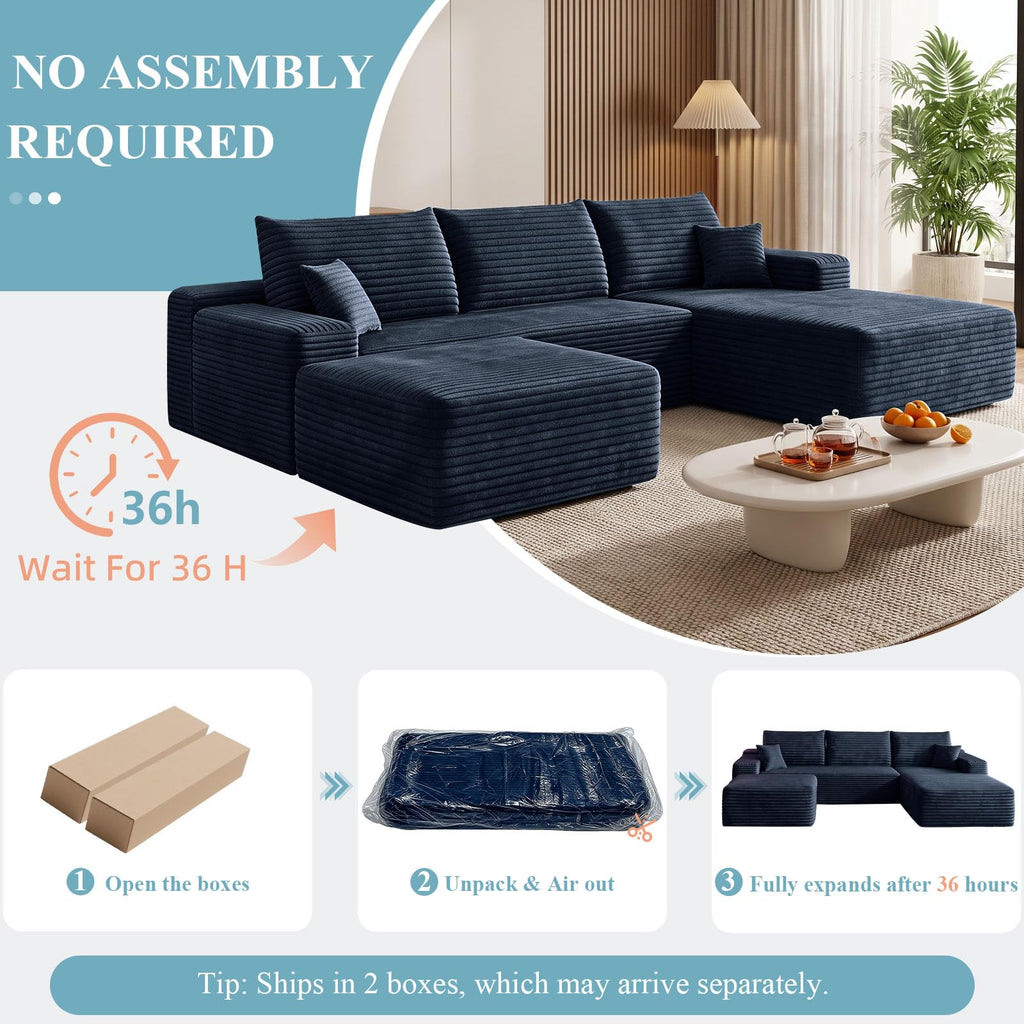 Boneless Cloud Sectional Couch Modular Sofa with Ottoman