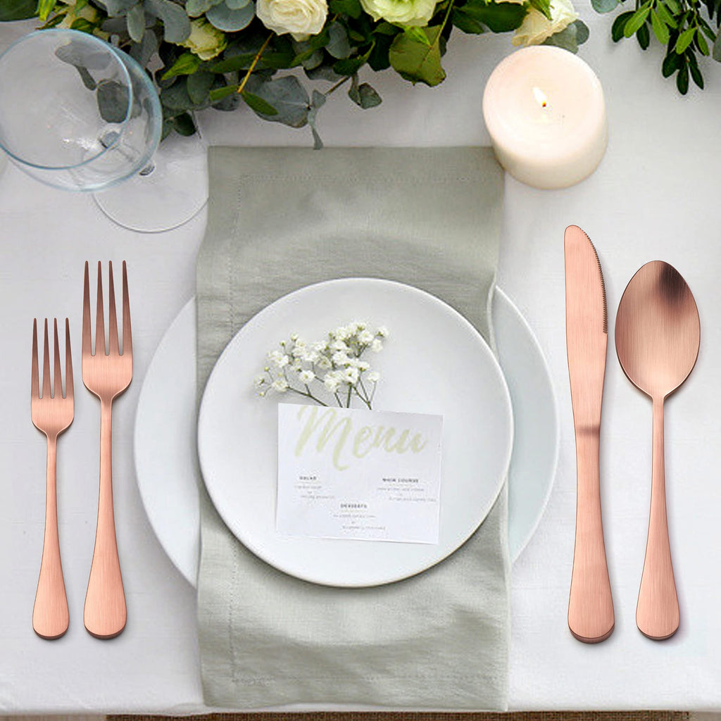 20 Piece Matte Copper Silverware Set, Stainless Steel Copper Flatware Cutlery Set for 4, Fancy Kitchen Utensil