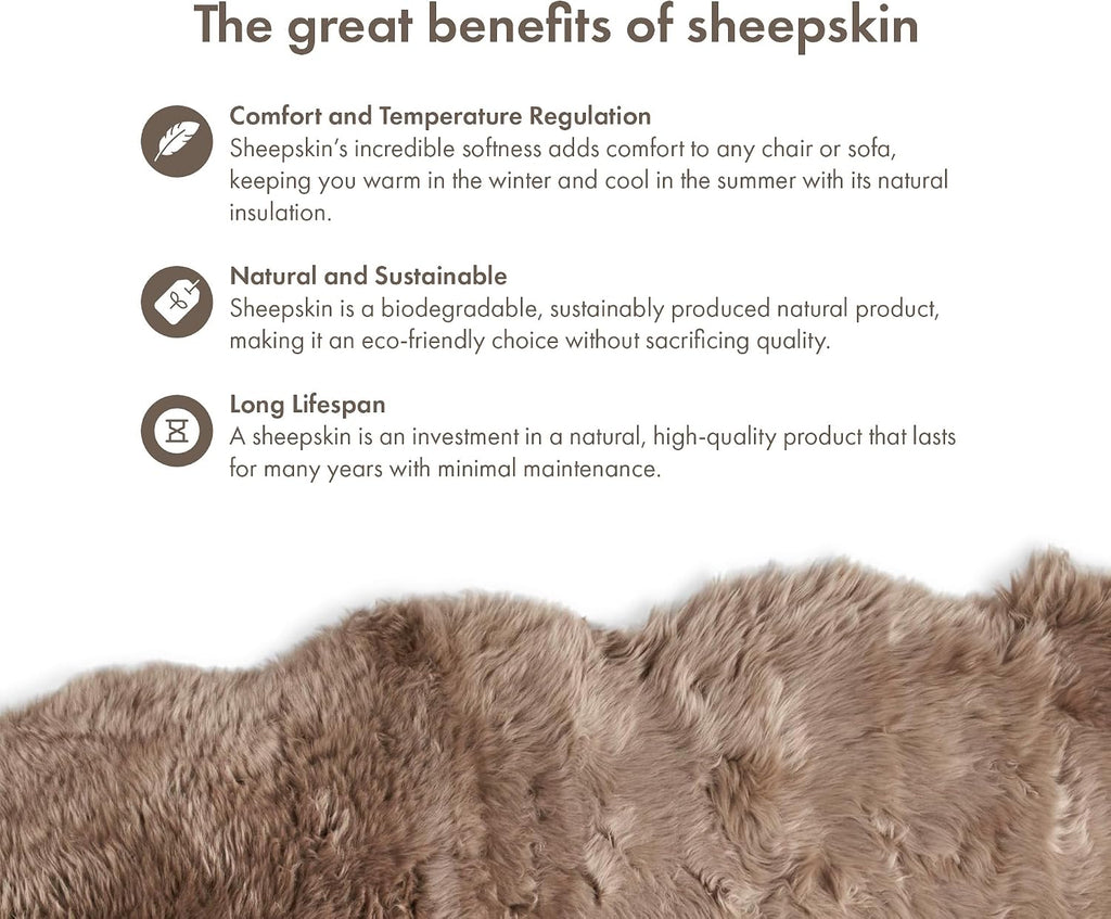 Sheepskin Fur Rug Long Hair 2x6 ft, Light Brown