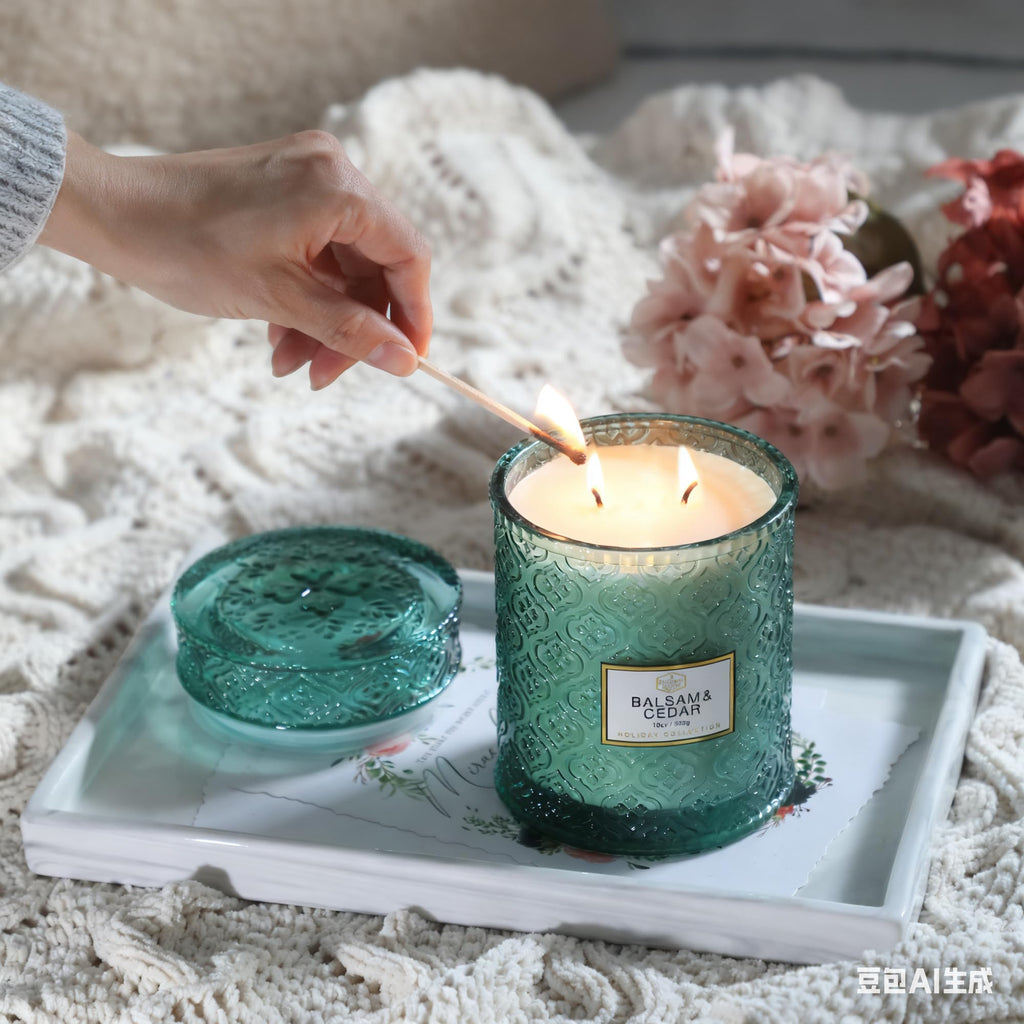 Winter Large Candles, Balsam & Cedar Candle, Candles for Winter Home Decor