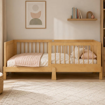 Montessori Floor Bed with Guardrails for Kids, Natural