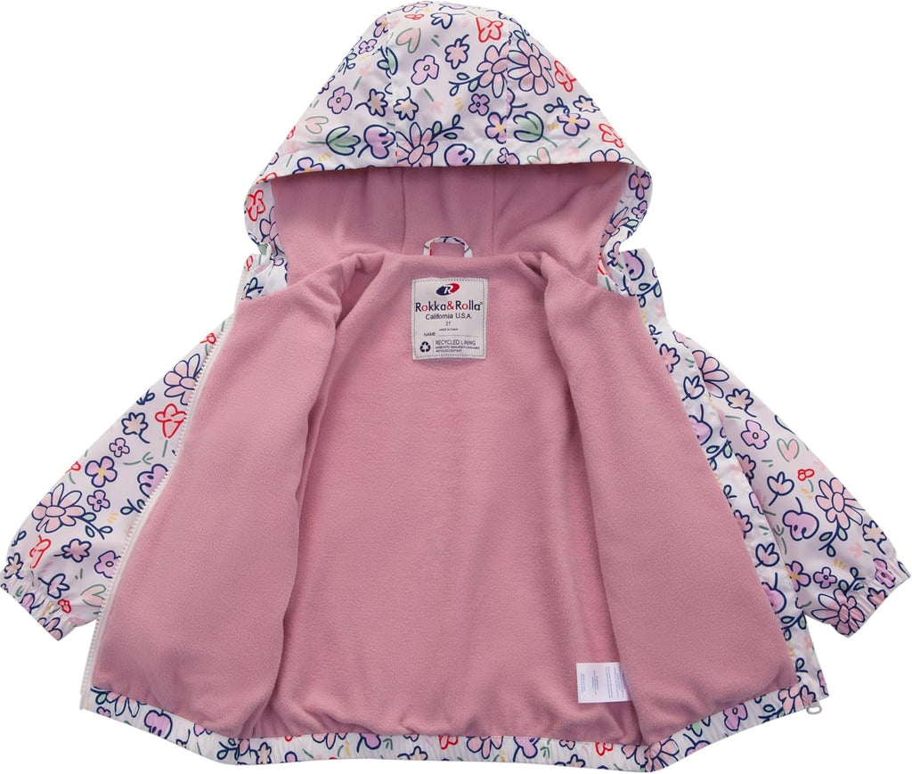 Toddler Girls' Water-Resistant Fleece Lined Transitional Jacket