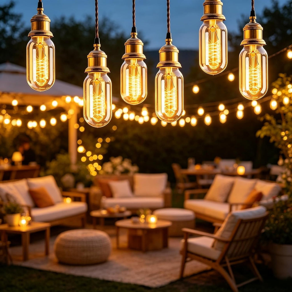Edison Bulbs,Vingtage Filament Light Bulb,T45 2700K Warm Light 40 Watt,110V-130V E26/E27 Base Dimmable Decorative