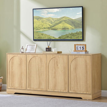 62.2 Inch TV Stand for TVs up to 70 Inches with 4 Fluted Arched Door
