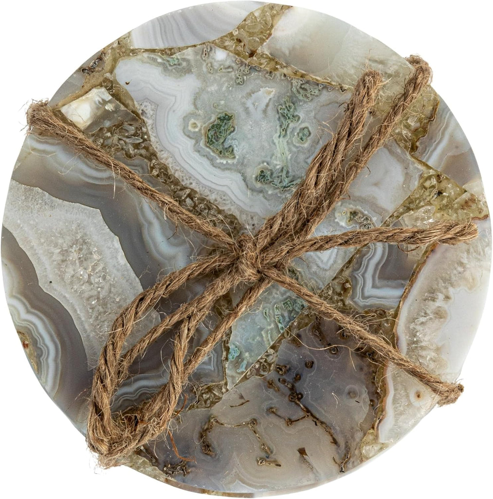 Round Agate Coasters, Multicolor - Set of 4