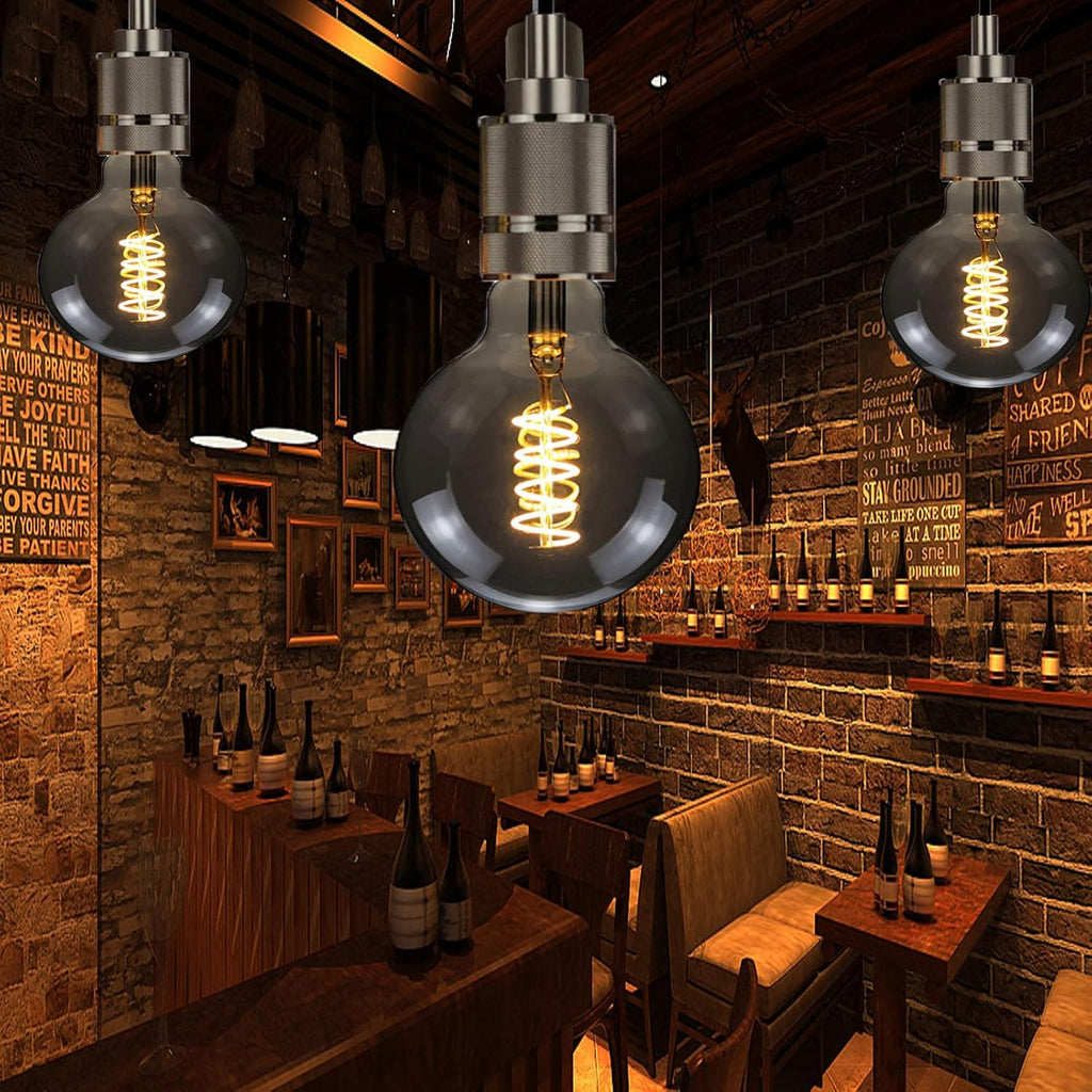 LED Edison Globe Light Bulb 4W Dimmable G30/G95 Large Decorative Rund Bulbs Warm White 2700K Spiral Filament Bulb 40W