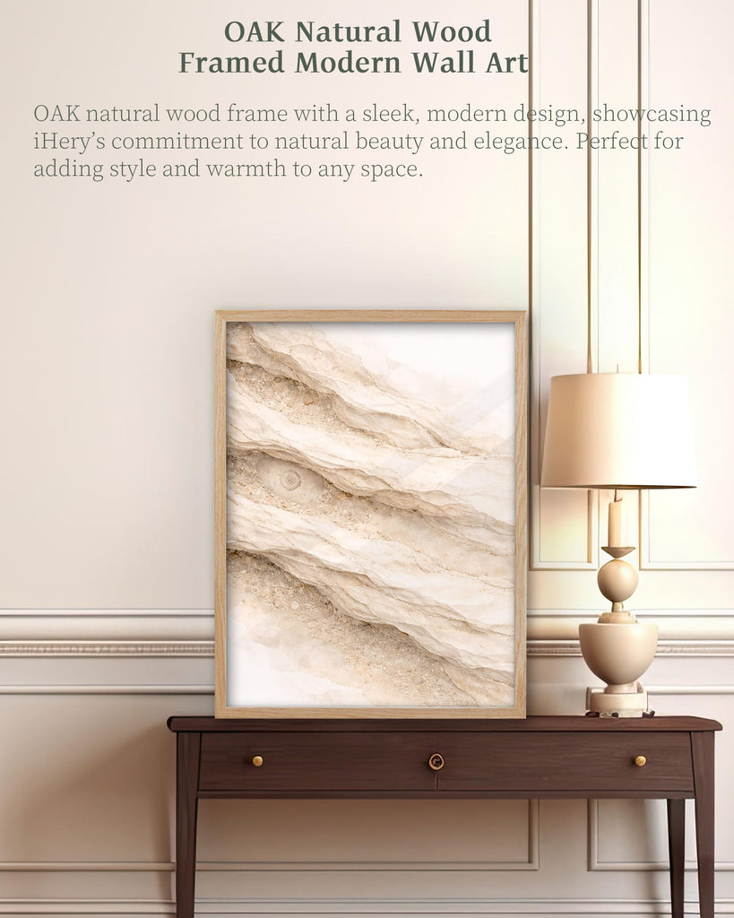 12x16in Beige Limestone Framed Abstract Wall Art
