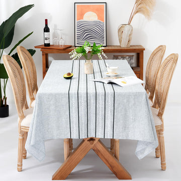 60 x 84 inches Farmhouse Style Linen tablecloths, Boho Wrinkle Resistant Washable Rectangle Table Cloth, Wedding and