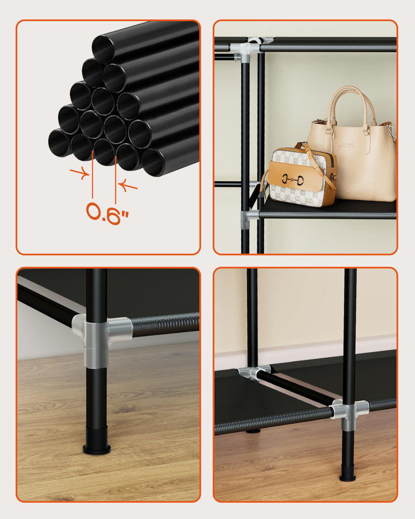 Portable Closet, 48 Inch Large Capacity Wardrobe Closet, Clothes Storage Organizer with Shelves and Hanging Rod, Easy