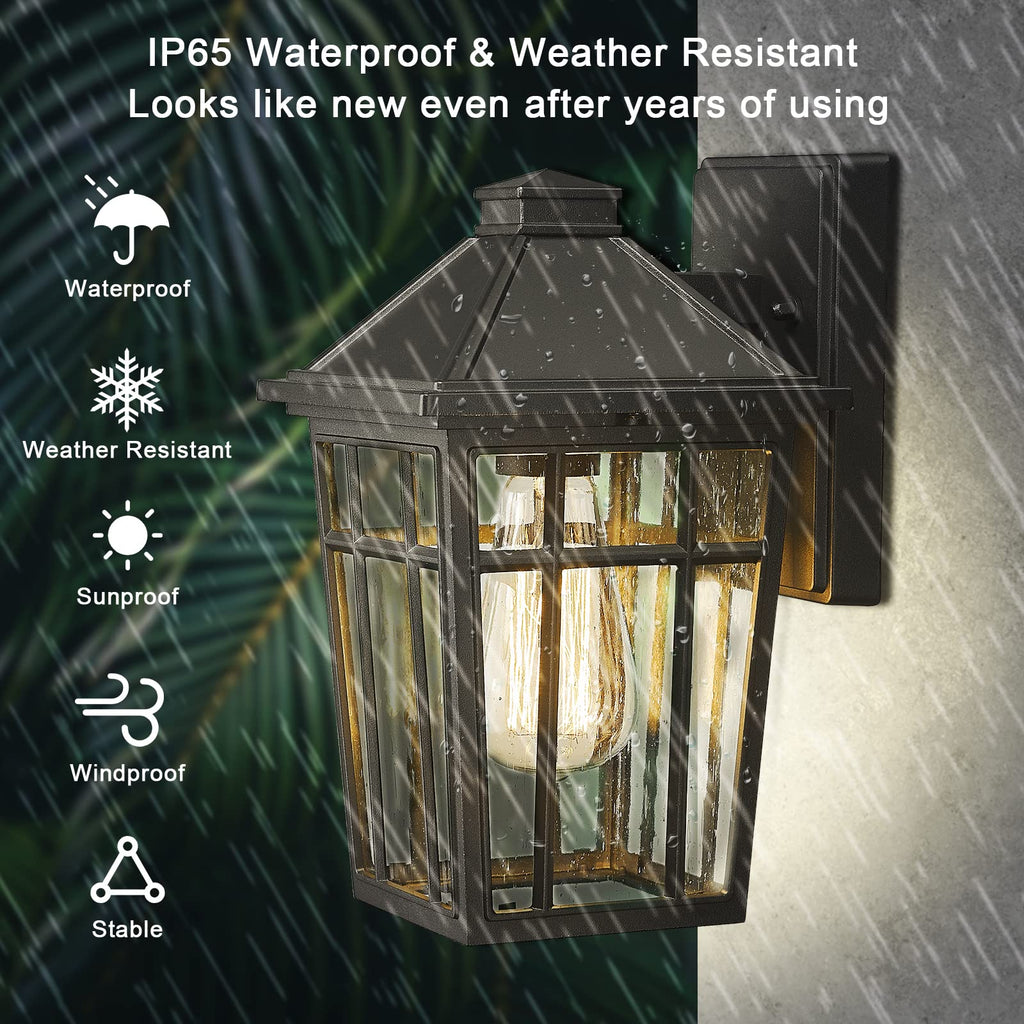 Outdoor Sconce Lights Wall Light Fixtures, Front Porch Light Outdoor Wall Anti-Rust Waterproof Aluminum with Glass
