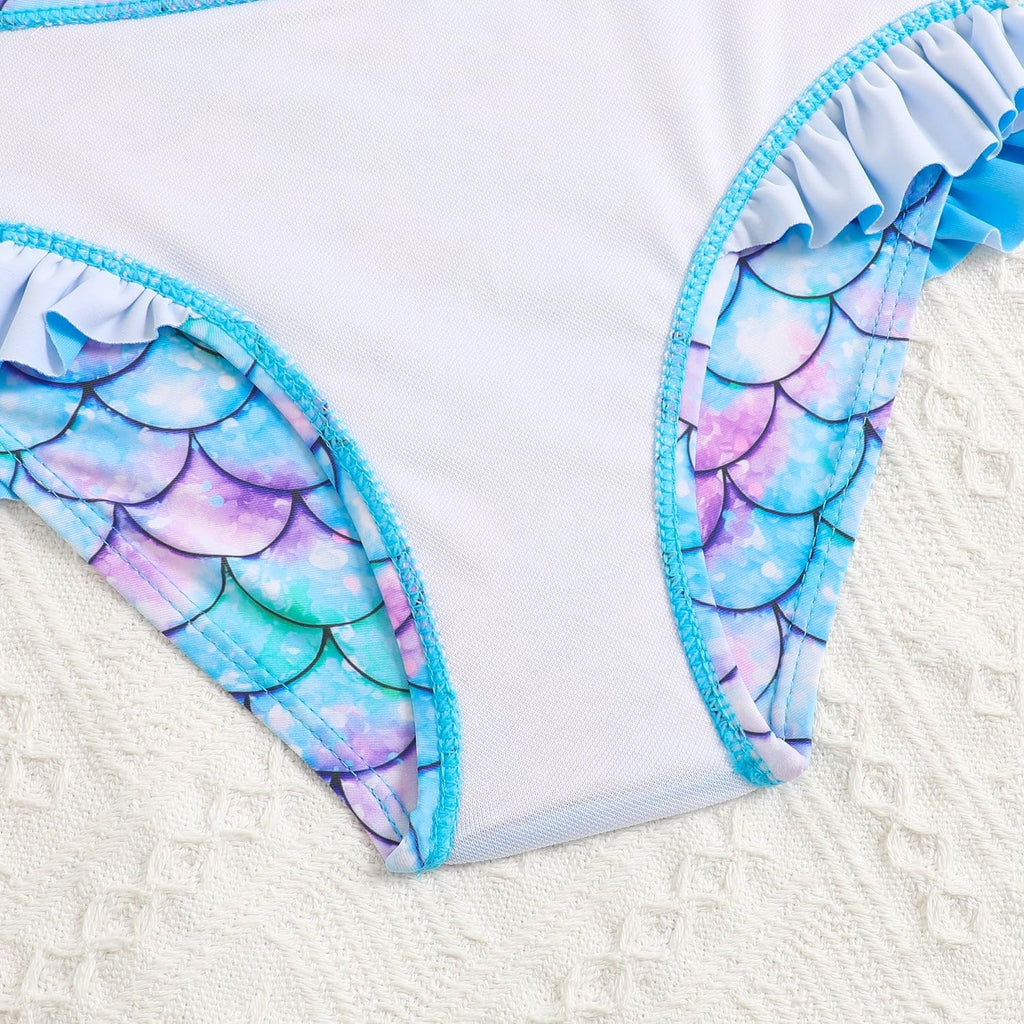 Toddler & Little Girls' Long Sleeve Rash Guard Swimwear Set - UV Protection, Piece Design, Fun Prints