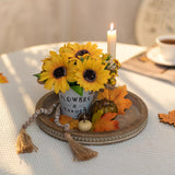 Round Wooden Tray Decor: Decorative Candle Plate Holder Tray for Coffee Table