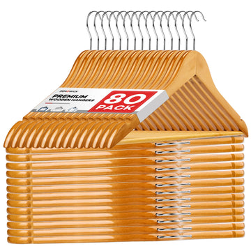 Wooden Hangers 80 Pack, Heavy Duty Wood Hangers for Coats