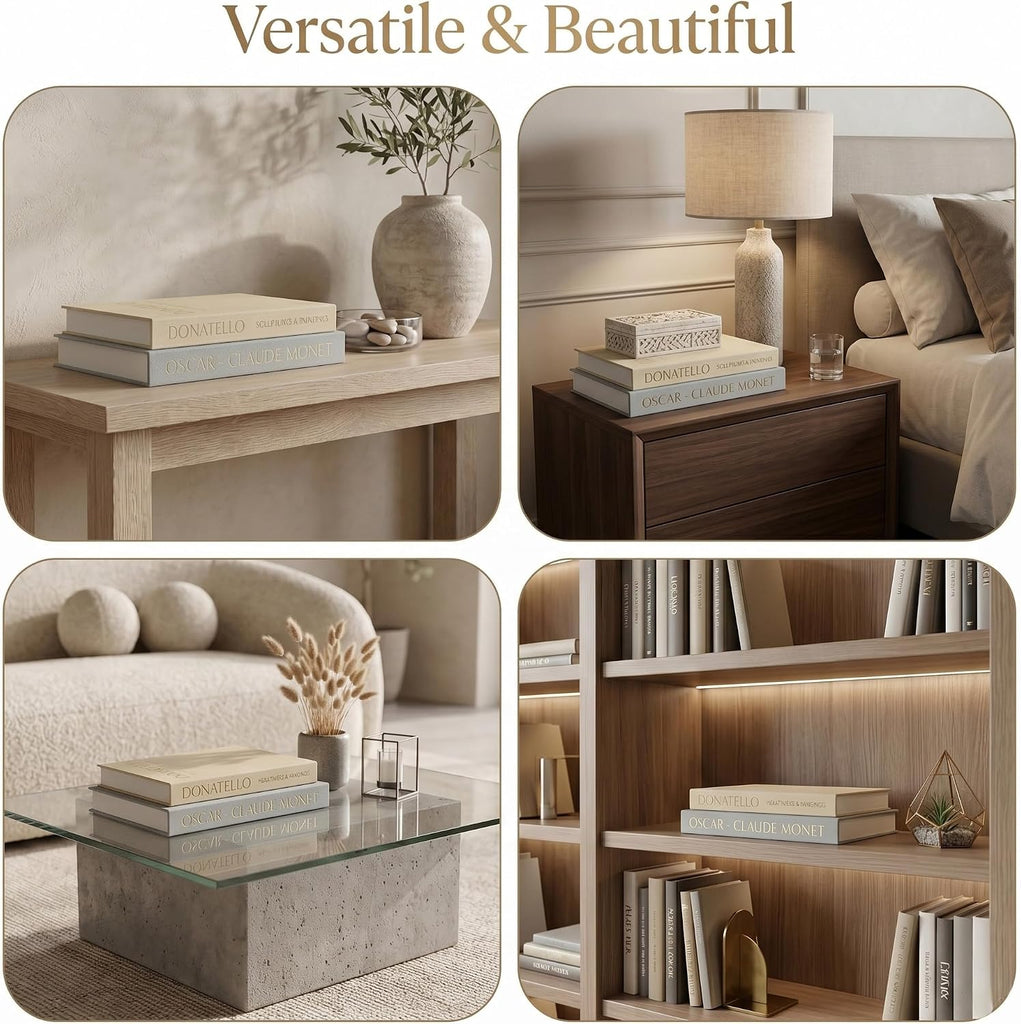 Decorative Books Decor - Set of 2 Faux Books for Decoration with Secure Magnet Closure for Photo Storage and as a