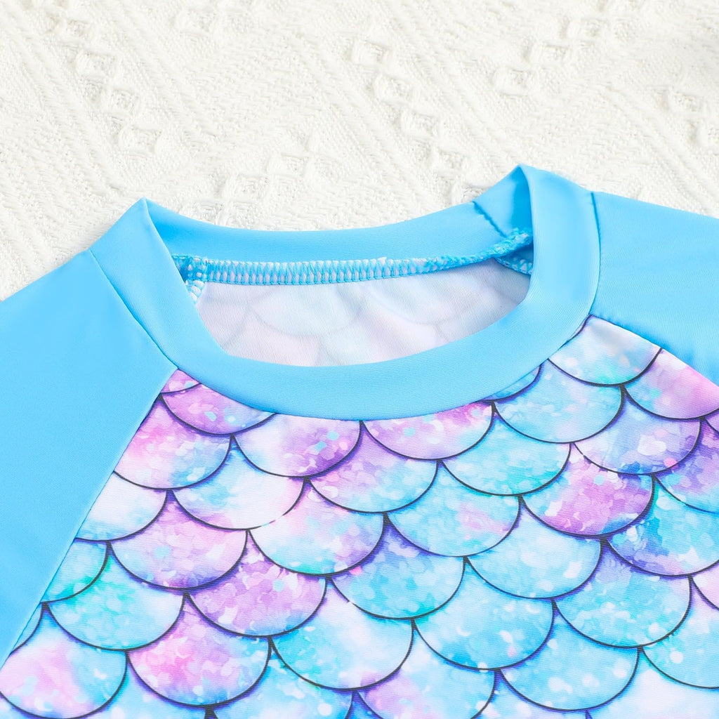Toddler & Little Girls' Long Sleeve Rash Guard Swimwear Set - UV Protection, Piece Design, Fun Prints